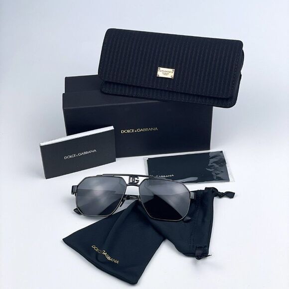 NEW D&G DG2294 01/87 Black Grey Pilot Metal Unisex Sunglasses - Picture 10 of 11